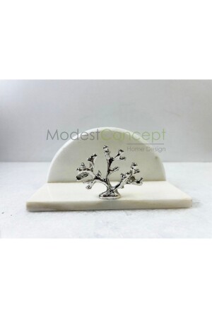MNZ-Natural White Marble Napkin Holder الفضة المرجانية المزروعة نصف دائرة - Modestmar