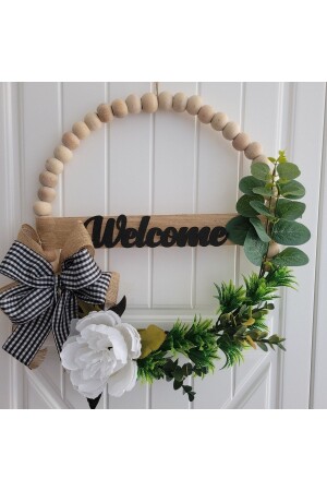 MNZ-Natural Wood Beaded تصميم خاص زينة الباب زينة الباب الزينة الحائط الهدية 32 سم MGK80MAXLI - Rosfloa