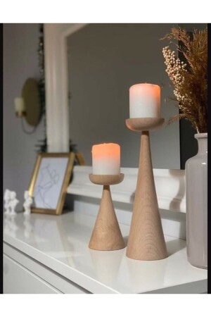 MNZ-Natural Wooden Candle Holder جودة شمعة خشبية7 شمعة7 - H&L Concept