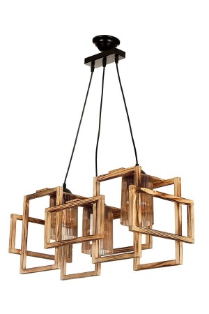 MNZ-Natural Wooden Ship 3-piece Wooden Chandelier 061 (سفينة خشبية طبيعية من 3 قطع) - Zuhal Aydınlatma