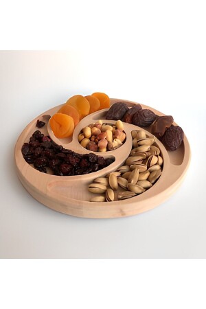 MNZ-Natural Wooden Spiral Snack Serving Plate DASCS01 (منخفضة الخشب المزروعة للخشب) - Genel Markalar