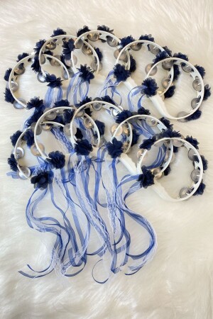 MNZ-Navy زينة الزرقاء مزينة العروس العروسية حنا ليلة طبرون - ثلاثية الأبعاد ليزر زهرة ورقصة التفاصيل طبرون 10 قطع - Zeymerade