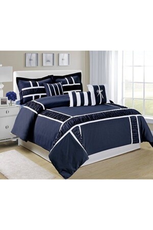 MNZ-Navy Blue ديكوراتي الملك الحجم غطاء غطاء البوابة مجموعة Badkr - METİNEV