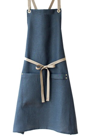 MNZ-Navy Blue Barista، مقهى، صانع شعر، زهرة، قفص المطبخ Unisex Apron YDZ0021 - YDZ