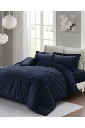MNZ-Navy Blue Lux Cotton Ranforce غطاء غطاء مزدوج غطاء غطاء واحد - Monohome