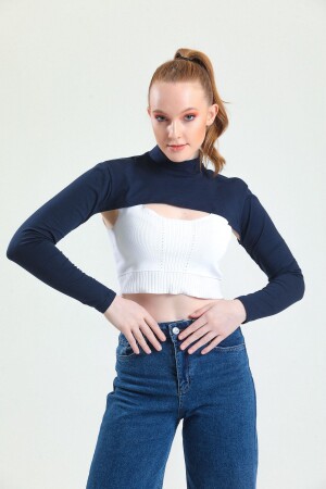 MNZ-Navy Blue Neck Collar Cuff قماش مخطط - Mirach
