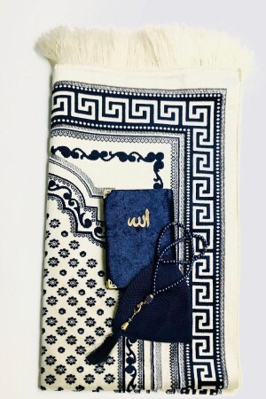 MNZ-Navy Blue Prayer Rug Set 60 × 90 - Kardelen
