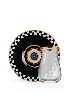 MNZ-Nazar Black Single Tea Set 02GLR 12271 - Glore