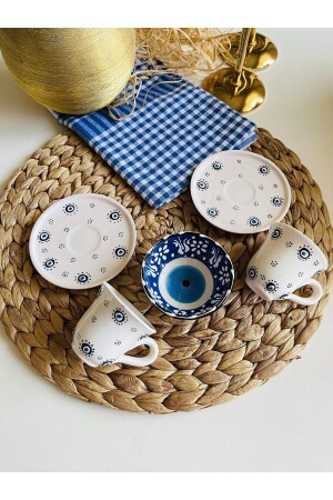 MNZ-Nazar Boncugu مجموعة من كوبين قهوة وعلب nazar100 - Den Tasarım Hediyelik