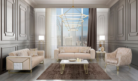 مجموعة غرفة المعيشة من كريم MNZ-Nehir - Cadde Yıldız