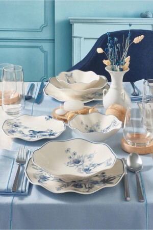 (MNZ-Nesrin) 24 قطعة عشاء عظميّة مجموعة لـ 6 أشخاص - 1891 PR. 0000000GBSNES24Y4E1891 - Güral Porselen