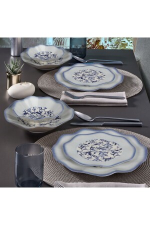 (MNZ-Nesrin) 24 قطعة عشاء مجموعة 6 أشخاص 3214 PR. 0000000GBSNES24Y4R3214 - Güral Porselen