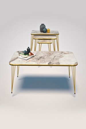 MNZ-Nesting طاولة القهوة Kr و طاولة القهوة Kr Set Gold Double Efes Tel 1112 FMA1986 - GOLDFALEZ