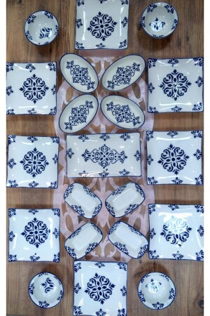 MNZ-Nettle Model 21 Piece Breakfast Set لـ 8 أشخاص ISGRN-0021 - Yiğit Seramik Züccaciye