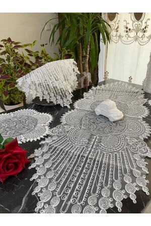 MNZ-New فخمة الجري في غرفة المعيشة طاولة القهوة طاولة الملابس غرفة المعيشة مجموعة 5 قطع (بيضاء) - Tekstilsa