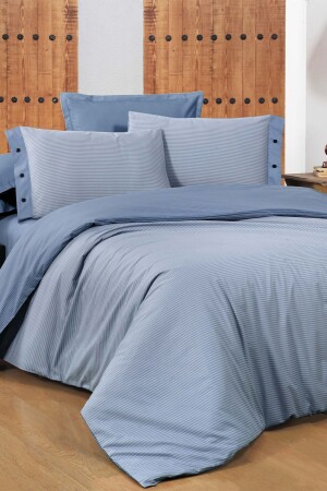 MNZ-New Fancy Stripe Blue King Size 100% قطن مشاطة غطاء غطاء سيرت SAREV. 3181325006 - Sarev