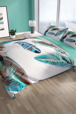 MNZ-New Feather 3d القطن ساتين مزدوج غطاء غطاء مجموعة PerlaSera14612 - PerlaSera