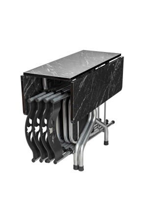 MNZ-New Folding Break Square Black Table Chair Set مجموعة مقاعد الطاولة السوداء - Akkaya Ticaret