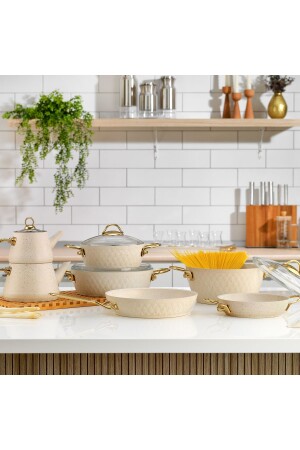 MNZ-New Range Fireproof Non-Stick Dowry Set-11 قطع-بيضاء 1S6001-29002-BYZ01 - Schafer