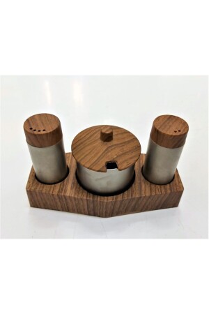 MNZ-New Salt Shaker Spice Shaker Set 3 Piece Set خشب الخشب المزق - Genel Markalar
