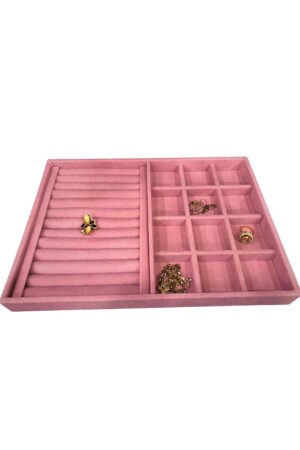 MNZ-New Suede Pink Hot Dog-compartment صندوق المجوهرات (Aydindecor) 548265906 - Aydın Decor