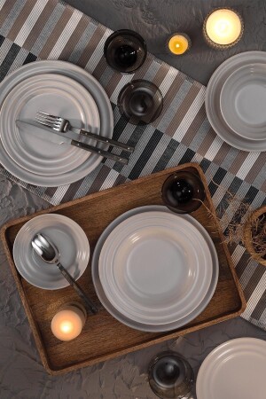 MNZ-New Tuvana 24 قطعة عشاء مجموعة 6 أشخاص بيج PTN24Y2M0003 - Kütahya Porselen