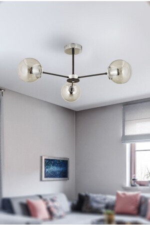 MNZ-Nide 3-piece Black Chrome Honey Glass غرف النوم الحديثة للغرف الصغار غرف المعيشة الراجعية الشنابل 3540-03-CH - Apliqa