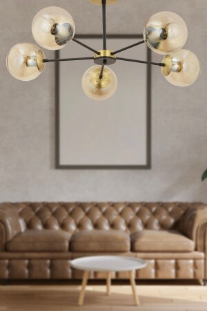 MNZ-Nide 5-piece أسود عينة عسل قديمة زجاج صالة نوم صالة نوم ريترو صالة حية شمعة 3540-05-FR - Apliqa