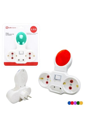 (MNZ-Night Light) 3-Plus Golyat Socket Plug LED Switch Fetih 99-02 2294064 - fetih elektrik