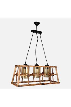 MNZ-Night Triple Wooden Chandelier 078 - Zuhal Aydınlatma