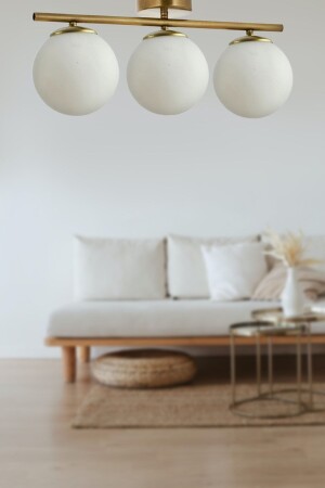 MNZ-Nika عصرية القديمة الزجاج الأبيض الزجاج المعاصر غرفة المعيشة - المطبخ - غرفة النوم 3-قطع الشنابل LN88900018841 - Fer Avize