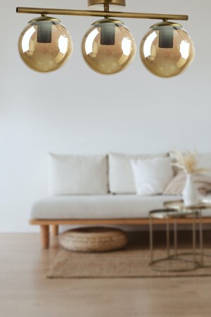 MNZ-Nika عصرية القديمة الزجاج المدخن غرفة المعيشة الحديثة - المطبخ - غرفة النوم 3 قطع شمعة LN88900018841 - Fer Avize