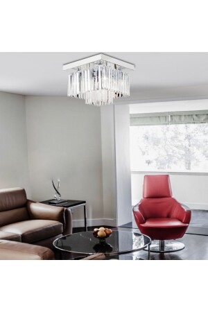 MNZ-Nilüfer 2 طبقات صغيرة كروم مزق مربع كريستال الحجر التصميم الحديث غرفة المعيشة الكريستال شمعة 7000-1140-11-20 - Apliqa