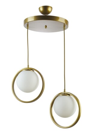 MNZ-Nina عصرية المعدن الذهبية لون الخاتم مغلق الزجاج الأبيض 2 قطعة الشنابل نينا - Fer Avize