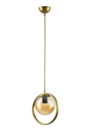 MNZ-Nina حلقة معدنية حديثة ذات لون ذهبية مغلقة عسل زجاجي مصباح معلق غرفة المعيشة - المطبخ - غرفة النوم مصباح واحد NINATEKL - Fer Avize