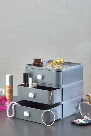 MNZ-Nivabox 3 قطع مجوهرات التجميل والالتجميل منظمة الجرافات مكتب مكتب منظمة الراغدية HMNV-OM3-3700-GRI - HOMENIVA