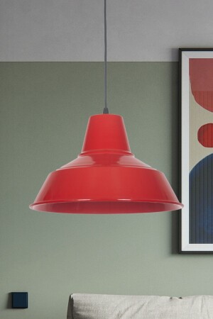 MNZ-No33 تصميم حديث لون أحمر مصباح معلق معدني كافيه - المطبخ واحد شمعة N5775 - Fer Avize