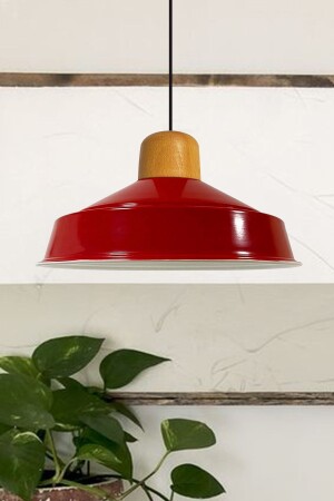 MNZ-Noble Red Single Chandelier خشبية الرأس الراجعية مصباح العلق المطعم صالة إضاءة غرفة المعيشة BMY2013GA - Bamyum