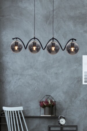 MNZ-Nora 4-piece Black-chrome Metal Body ، دخان الزجاج التصميم الفاخرة الشنابل LZRNAVZ97 - Luzarana