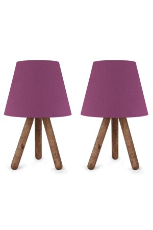 MNZ-North Home Purple Wooden Leg Lampshade Fabric Headboard 2 Pcs AAGK9004 - Art&Gift