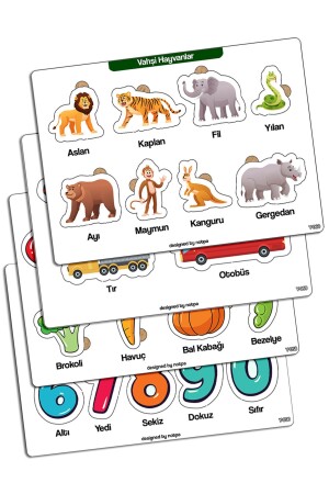 MNZ-Notpa التعليمية والتدريبية الخشب اللغز الملونة مجموعة 4 للأطفال 104 - Kututr