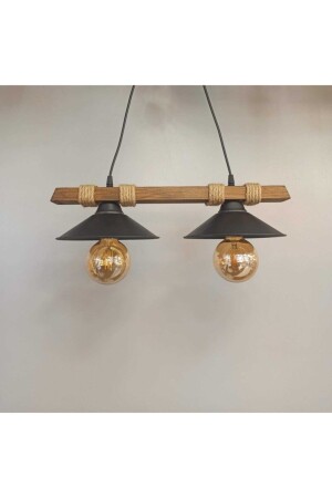 MNZ-Nova الحبل الخشبية الحديثة 2 قطع ضوء معلق شمعة 054 - AVİZEM GÜZEL