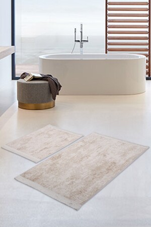 MNZ-Nova كريم القطن غير المنزلق المرحاض مجموعة محطمة غسيل حمام المرحاض مجموعة 2 قطع NovaKlztTk - Bonny Home