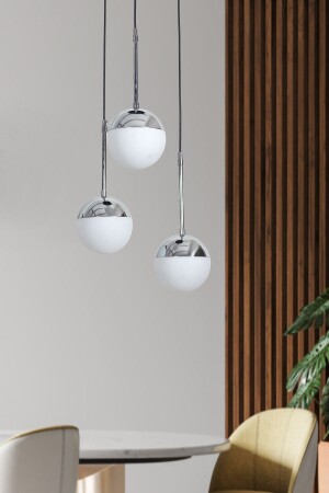 MNZ-Nova 3-Plus جسم معدني من الكروم الأسود مع تصميم زجاج أبيض مصباح معلق فاخرة شمعة LZRNAVZ128 - Luzarana