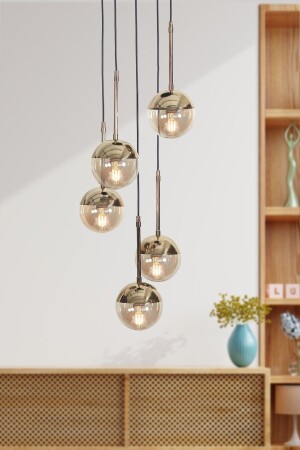 MNZ-Nova 5 Li جسم معدني من ذهب أسود عسل ملونة الزجاج تصميم فخمة مصباح معلق شمعة LZRNAVZ135 - Luzarana