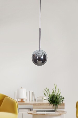 MNZ-Nova واحد كروم أسود معدني جسم الزجاج المدخن تصميم فخمة مصباح معلق شمعة LZRNSRKT35 - Luzarana