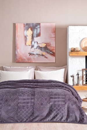 غطاء منقوش مزدوج MNZ-Nova - رماد الأرجواني YTSGRPIST-1524080 - Yataş