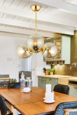 MNZ-Novento 3 قطع ذهب عسل الزجاج عصري مصباح العلق المطبخ غرفة المعيشة الشنادل 3824-03-GD - Apliqa