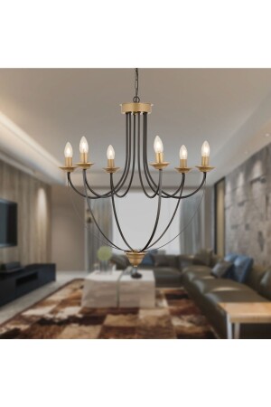 MNZ-Obito 6-piece Black Antique Modern Pendant Lamp غرفة النوم غرفة المعيشة الاحترافية شمعة 3693-06-FR - Apliqa