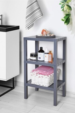 MNZ-Ombeg ديكورات (مستقيم) 3 طبقة بلاستيكي منظمة حمام متعددة الأغراض الزهور وعاء رف الكتب الأنتراكيت 3 طبقات om - Omaş Household Product